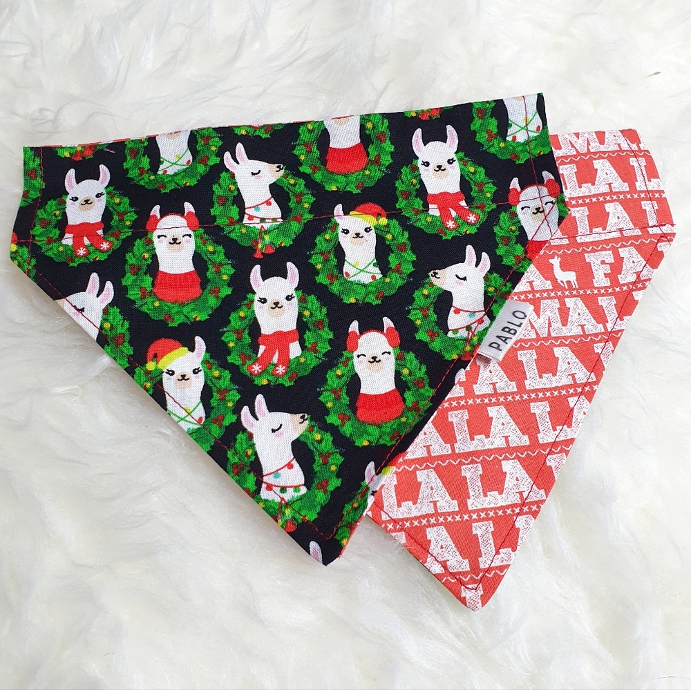 🐶 5 for $15 * Pablo Christmas Lama Fa la la Dog Bandana